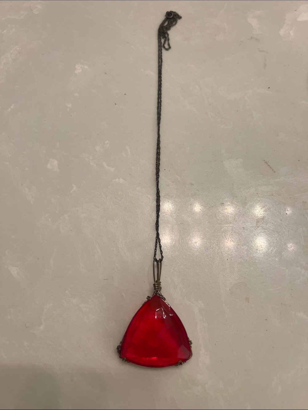 Red Triangle Pendant Necklace - Elegant Women’s Jewelry